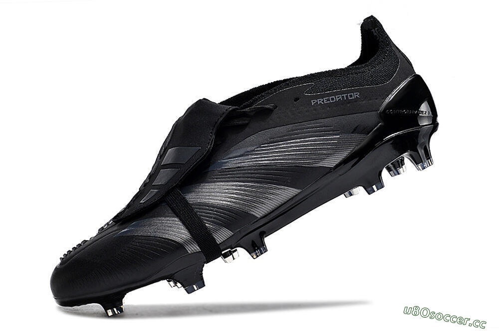 Men's Adidas Predator Elite Foldover Tongue FG Firm Ground Low-Tops Football Boots - Black/Silver/Blue 5