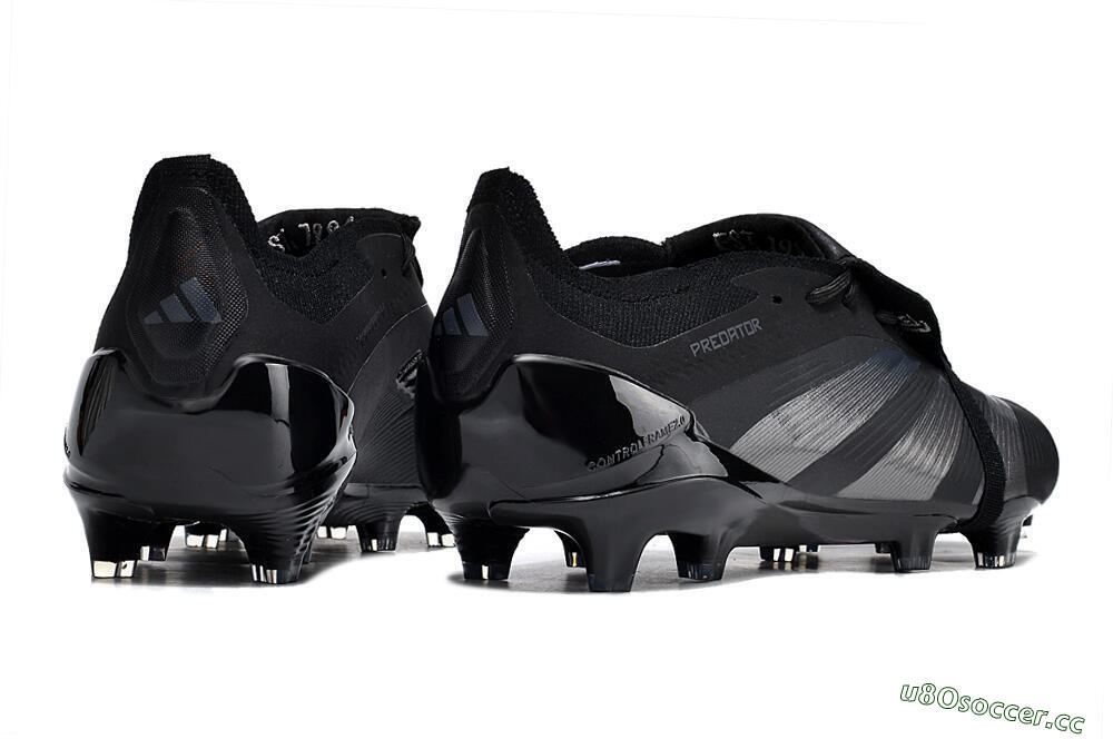 Men's Adidas Predator Elite Foldover Tongue FG Firm Ground Low-Tops Football Boots - Black/Silver/Blue 6