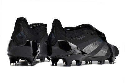 Men's Adidas Predator Elite Foldover Tongue FG Firm Ground Low-Tops Football Boots - Black/Silver/Blue