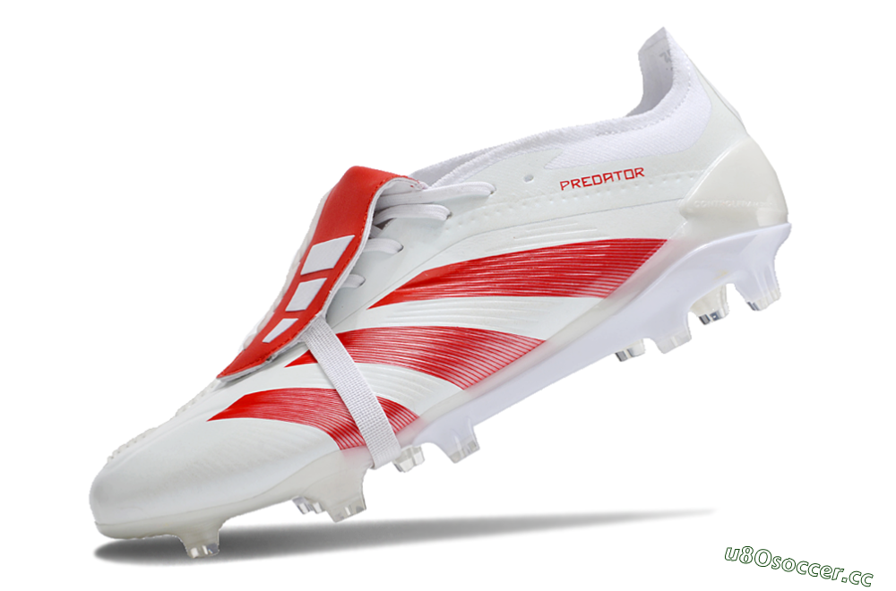 Men's Adidas Predator Elite Foldover Tongue FG Firm Ground Low-Tops Football Boots - Beige/Red/White 5