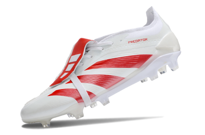 Men's Adidas Predator Elite Foldover Tongue FG Firm Ground Low-Tops Football Boots - Beige/Red/White