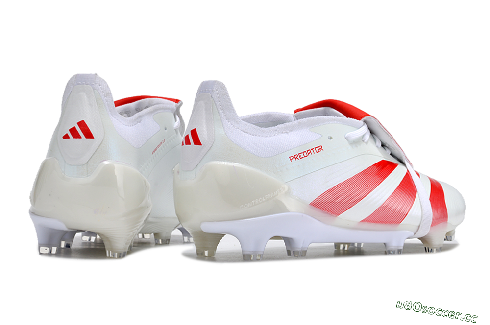 Men's Adidas Predator Elite Foldover Tongue FG Firm Ground Low-Tops Football Boots - Beige/Red/White 6