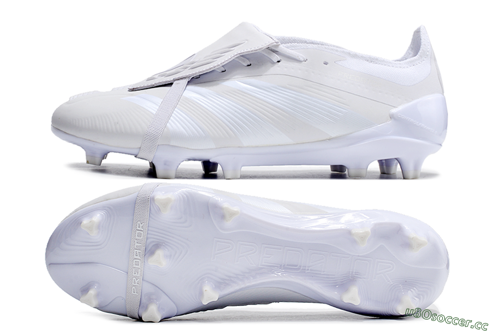 Men's Adidas Predator Elite Foldover Tongue FG Firm Ground Low-Tops Football Boots - White/Beige 1