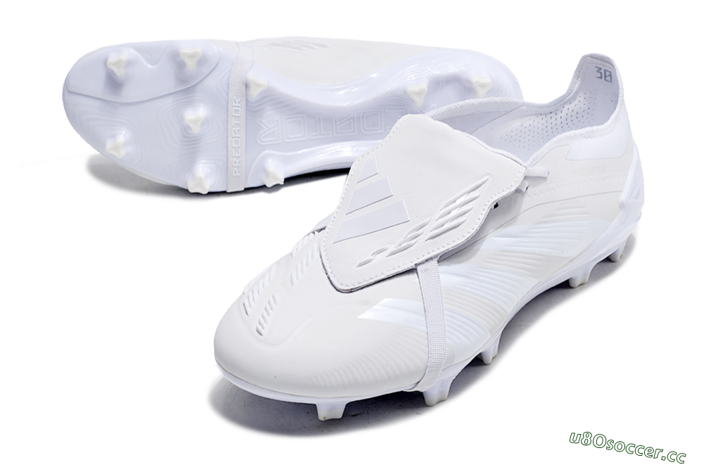 Men's Adidas Predator Elite Foldover Tongue FG Firm Ground Low-Tops Football Boots - White/Beige 3