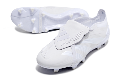 Men's Adidas Predator Elite Foldover Tongue FG Firm Ground Low-Tops Football Boots - White/Beige