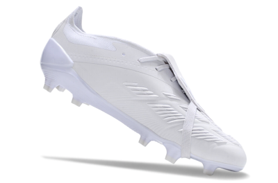Men's Adidas Predator Elite Foldover Tongue FG Firm Ground Low-Tops Football Boots - White/Beige