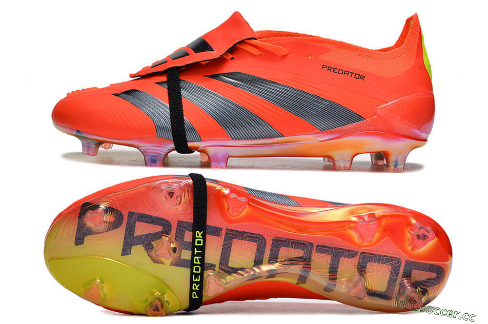 Men's Adidas Predator Elite Foldover Tongue FG Firm Ground Low-Tops Football Boots - Red/Black/Yellow 1