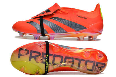 Men's Adidas Predator Elite Foldover Tongue FG Firm Ground Low-Tops Football Boots - Red/Black/Yellow