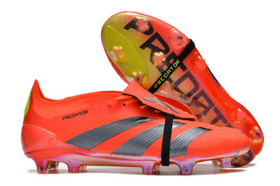 Men's Adidas Predator Elite Foldover Tongue FG Firm Ground Low-Tops Football Boots - Red/Black/Yellow