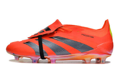 Men's Adidas Predator Elite Foldover Tongue FG Firm Ground Low-Tops Football Boots - Red/Black/Yellow