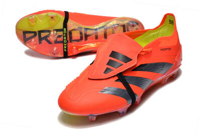 Men's Adidas Predator Elite Foldover Tongue FG Firm Ground Low-Tops Football Boots - Red/Black/Yellow