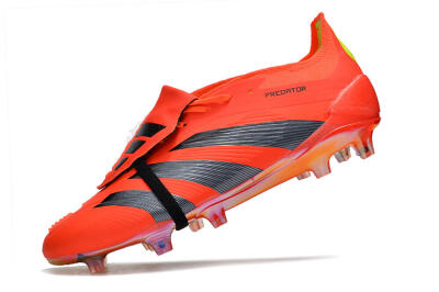 Men's Adidas Predator Elite Foldover Tongue FG Firm Ground Low-Tops Football Boots - Red/Black/Yellow