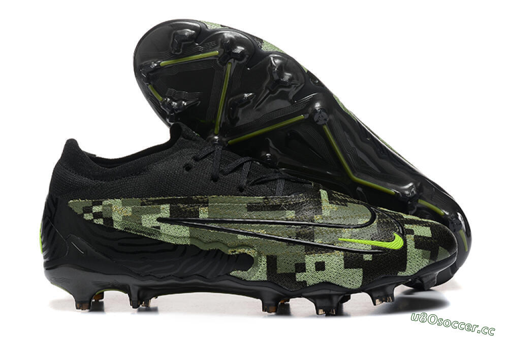 Men's Nike Phantom GX Elite FG Firm Ground Low-Tops Football Boots - Black/Camo/Yellow 2