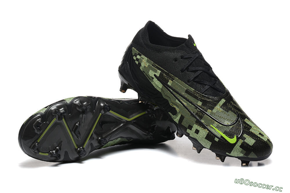Men's Nike Phantom GX Elite FG Firm Ground Low-Tops Football Boots - Black/Camo/Yellow 4