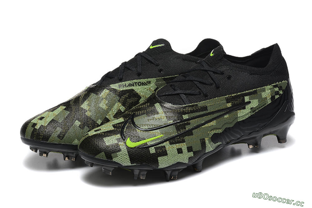 Men's Nike Phantom GX Elite FG Firm Ground Low-Tops Football Boots - Black/Camo/Yellow 5