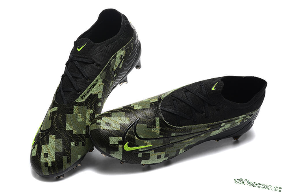 Men's Nike Phantom GX Elite FG Firm Ground Low-Tops Football Boots - Black/Camo/Yellow 6