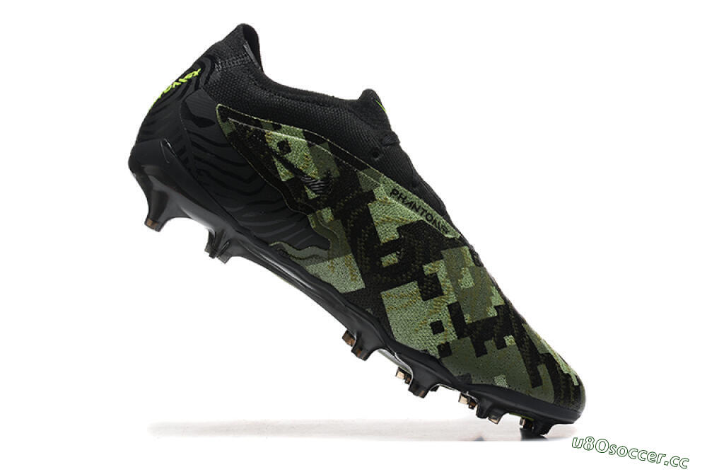 Men's Nike Phantom GX Elite FG Firm Ground Low-Tops Football Boots - Black/Camo/Yellow 7