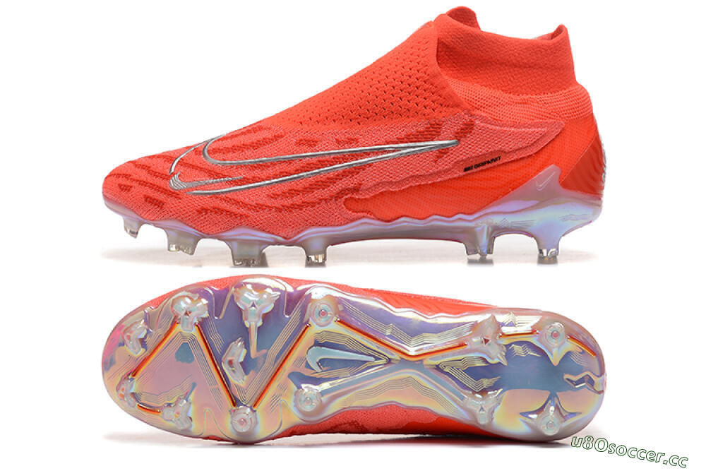 Men's Nike Phantom GX DF Elite FG Firm Ground High-Tops Football Boots - Red/Silver 1