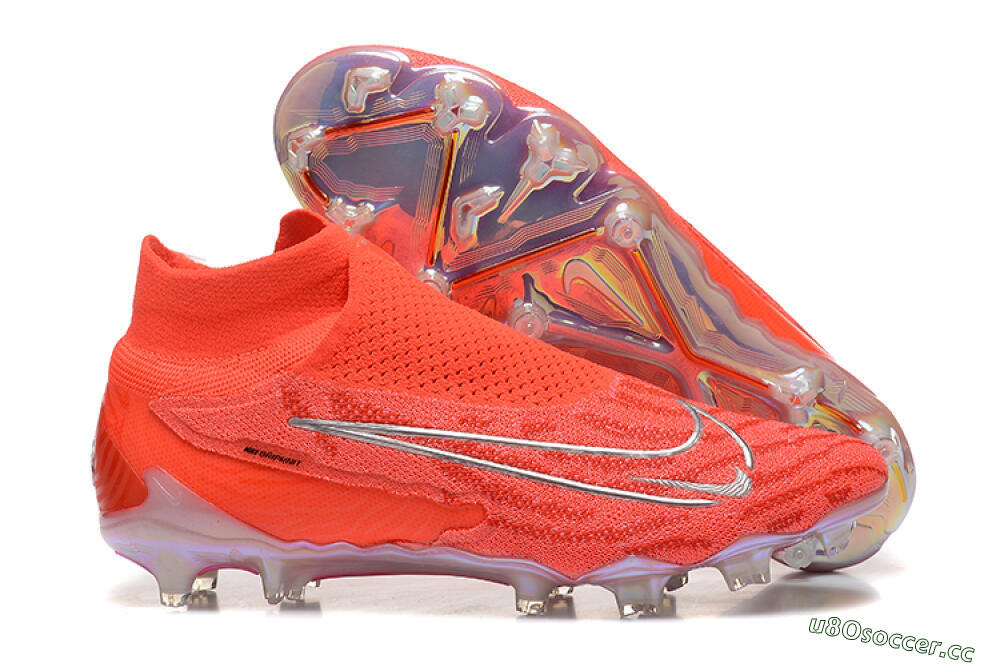 Men's Nike Phantom GX DF Elite FG Firm Ground High-Tops Football Boots - Red/Silver 2