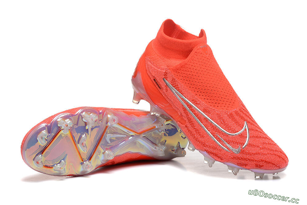 Men's Nike Phantom GX DF Elite FG Firm Ground High-Tops Football Boots - Red/Silver 4