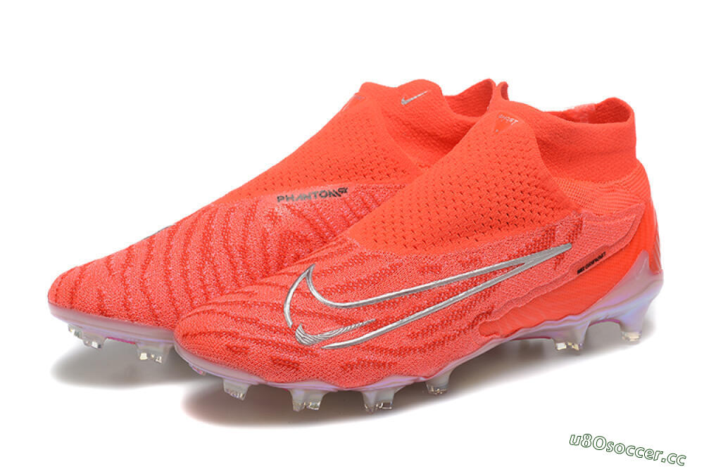 Men's Nike Phantom GX DF Elite FG Firm Ground High-Tops Football Boots - Red/Silver 5