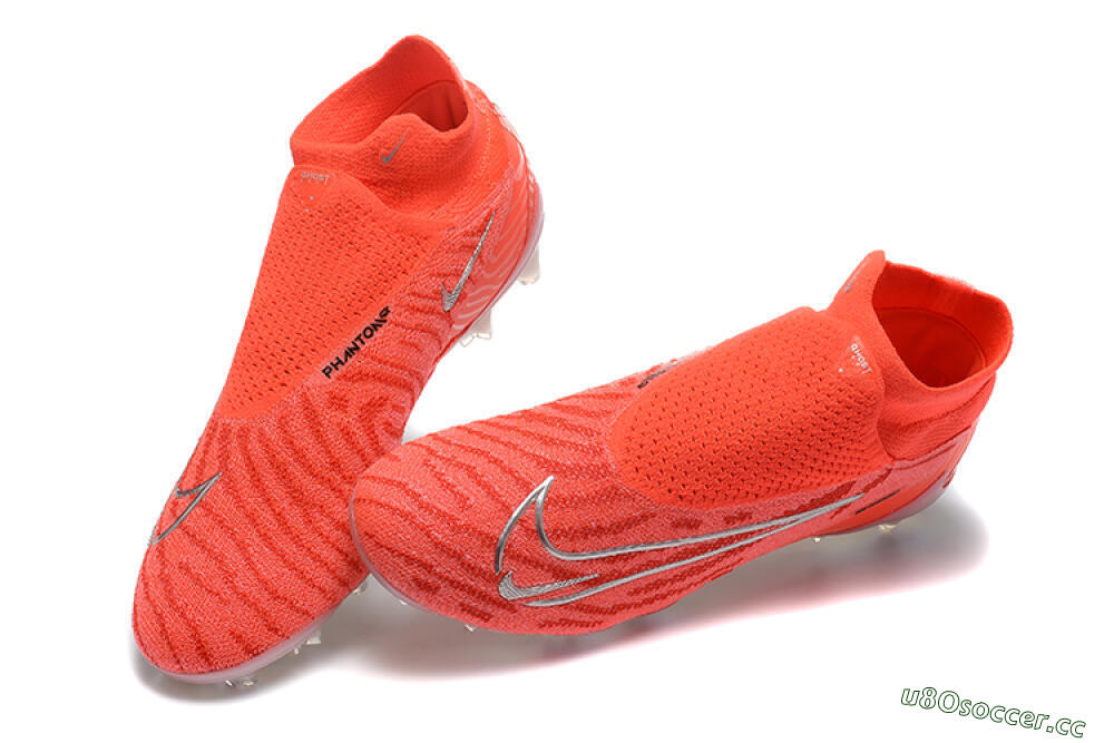Men's Nike Phantom GX DF Elite FG Firm Ground High-Tops Football Boots - Red/Silver 6