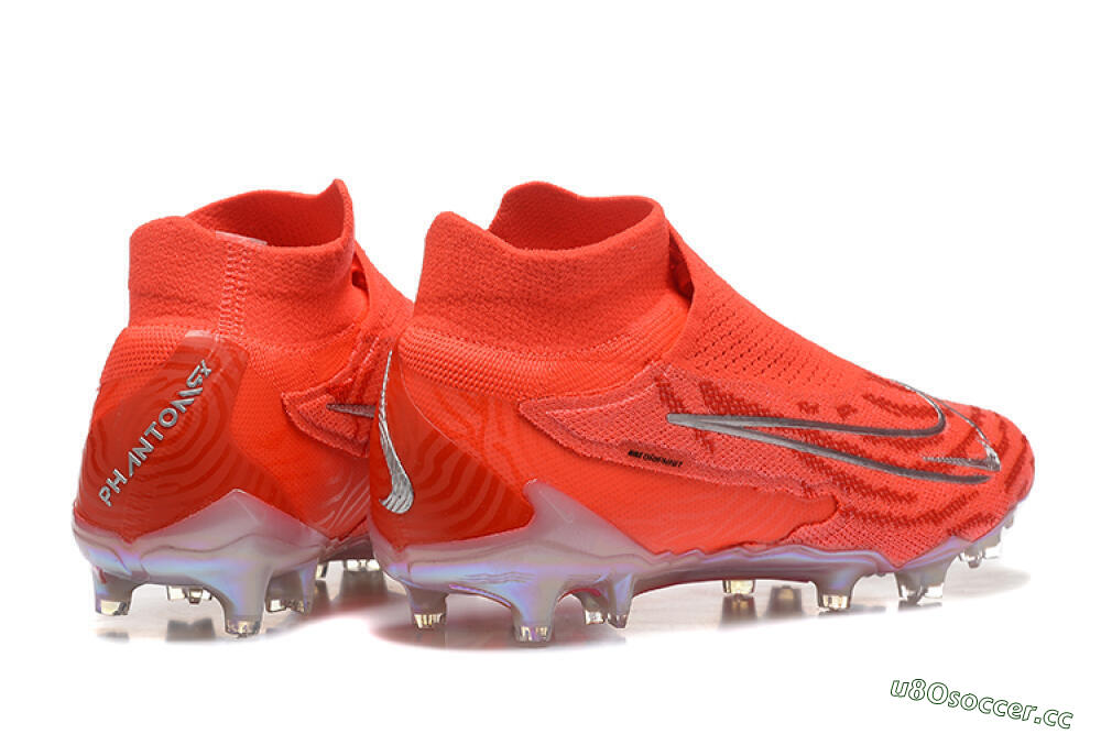 Men's Nike Phantom GX DF Elite FG Firm Ground High-Tops Football Boots - Red/Silver 9