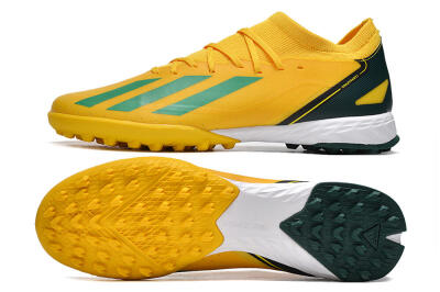 Men's Adidas X Crazyfast.3 TF Artificial Turf Low-Tops Football Shoes - Yellow/Blue/White
