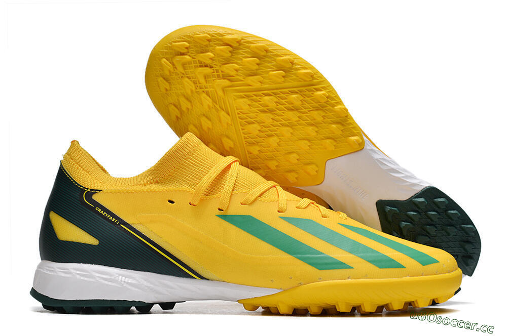 Men's Adidas X Crazyfast.3 TF Artificial Turf Low-Tops Football Shoes - Yellow/Blue/White 2