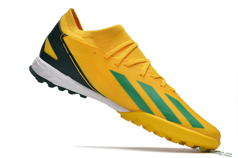 Men's Adidas X Crazyfast.3 TF Artificial Turf Low-Tops Football Shoes - Yellow/Blue/White 4