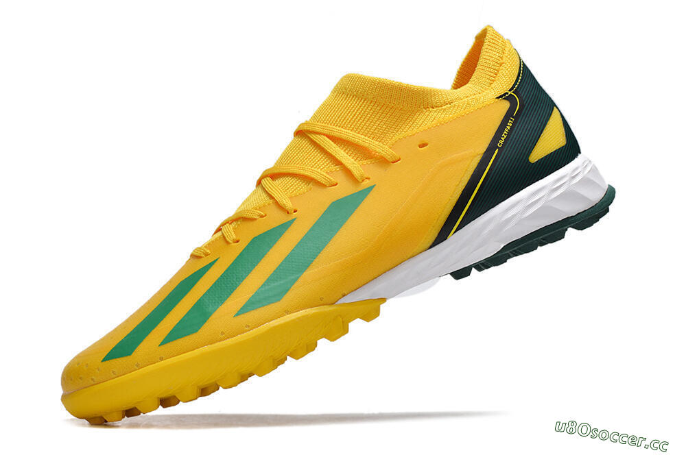 Men's Adidas X Crazyfast.3 TF Artificial Turf Low-Tops Football Shoes - Yellow/Blue/White 5