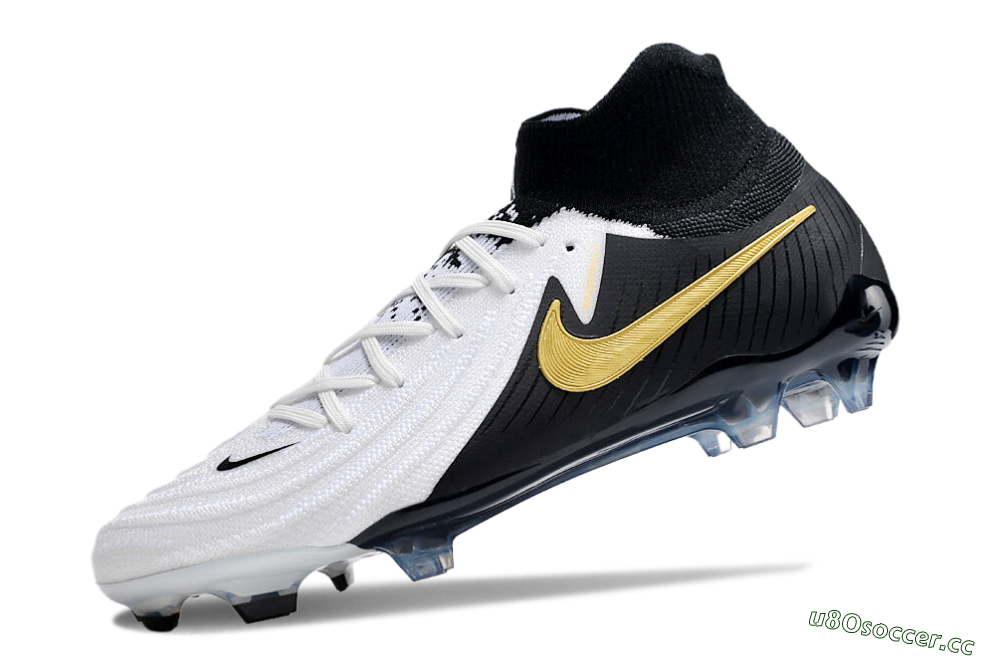 Men's Nike Phantom Luna Elite NU FG Firm Ground High-Tops Football Boots - White/Black/Gold 5