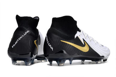Men's Nike Phantom Luna Elite NU FG Firm Ground High-Tops Football Boots - White/Black/Gold