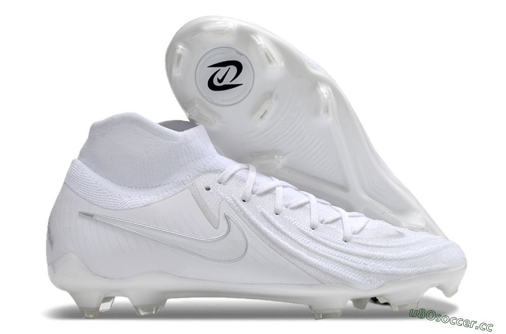 Men's Nike Phantom Luna Elite NU FG Firm Ground High-Tops Football Boots - White/Silver 2