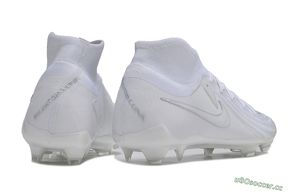 Men's Nike Phantom Luna Elite NU FG Firm Ground High-Tops Football Boots - White/Silver 6