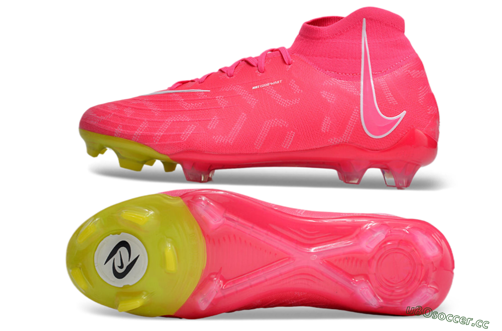 Men's Nike Phantom Luna Elite NU FG Firm Ground High-Tops Football Boots - Pink/White/Yellow 1