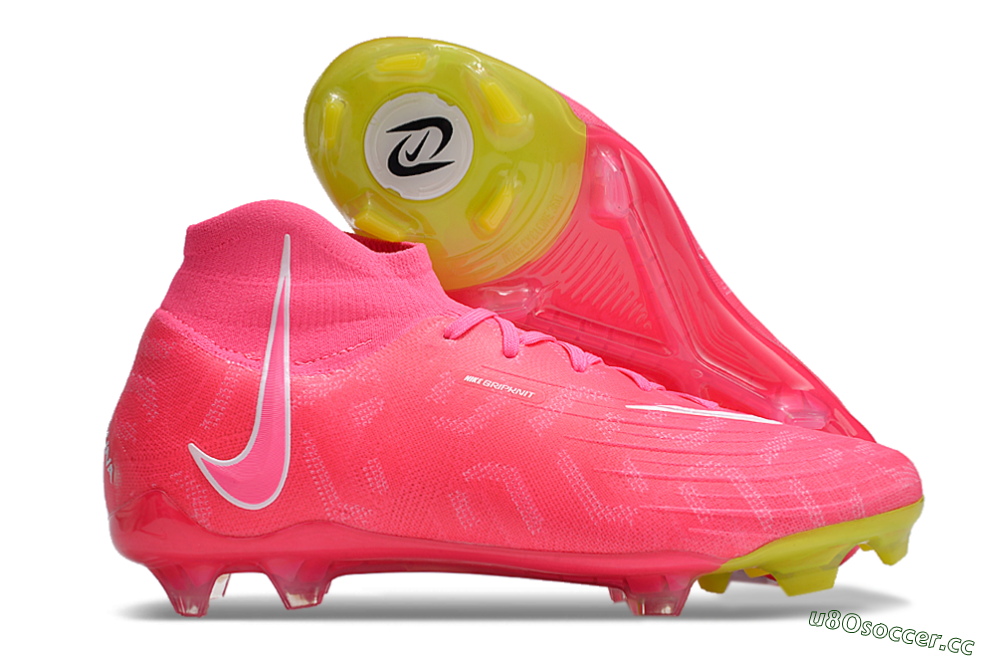 Men's Nike Phantom Luna Elite NU FG Firm Ground High-Tops Football Boots - Pink/White/Yellow 2