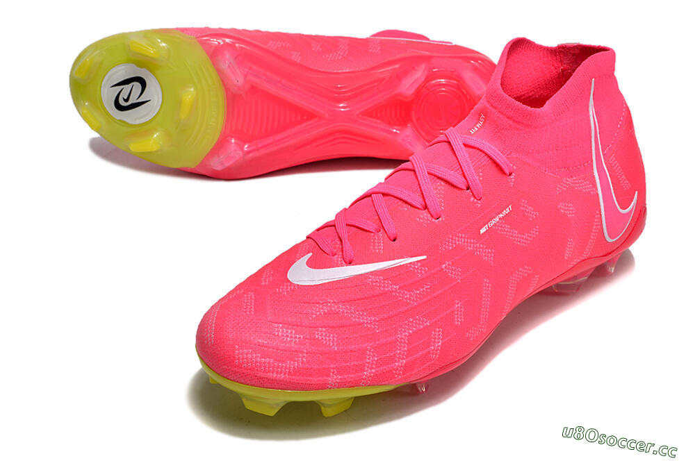 Men's Nike Phantom Luna Elite NU FG Firm Ground High-Tops Football Boots - Pink/White/Yellow 3