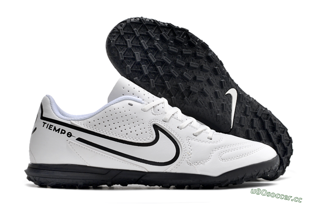 Men's Nike Tiempo Legend 9 Club TF Artificial Turf Low-Tops Football Shoes - White/Black 2