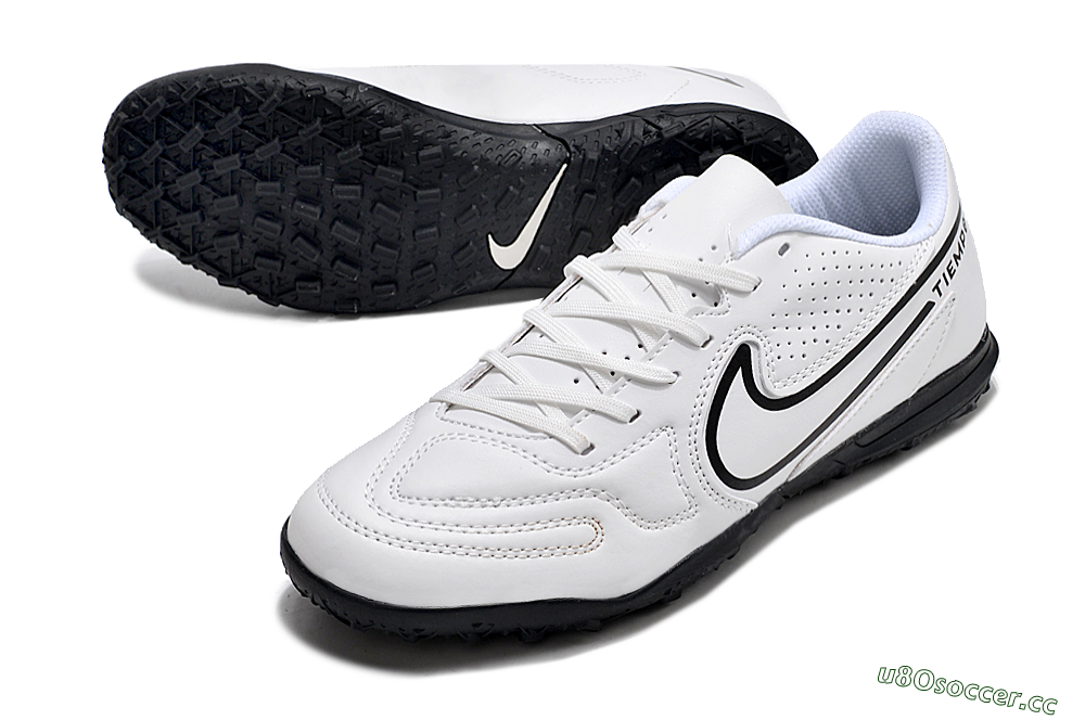 Men's Nike Tiempo Legend 9 Club TF Artificial Turf Low-Tops Football Shoes - White/Black 3