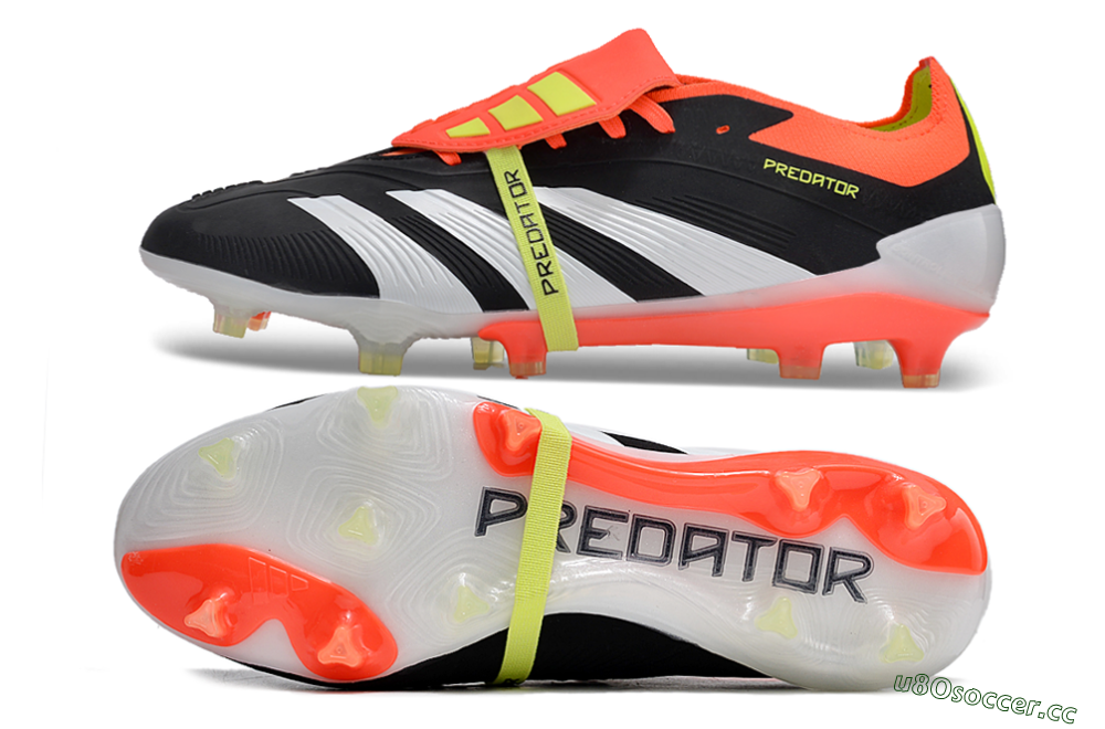 Men's Adidas Predator Elite Foldover Tongue FG Firm Ground Low-Tops Football Boots - Black/White/Red 1