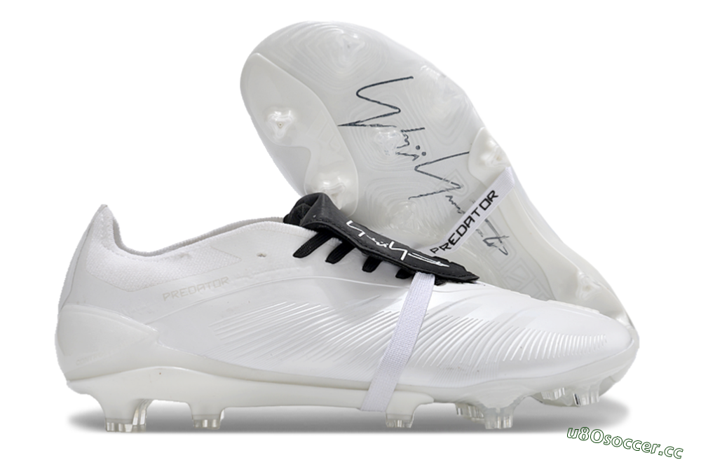 Men's Adidas Predator Elite Foldover Tongue FG Firm Ground Low-Tops Football Boots - White/Black 2