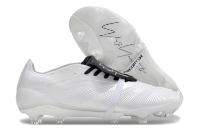Men's Adidas Predator Elite Foldover Tongue FG Firm Ground Low-Tops Football Boots - White/Black