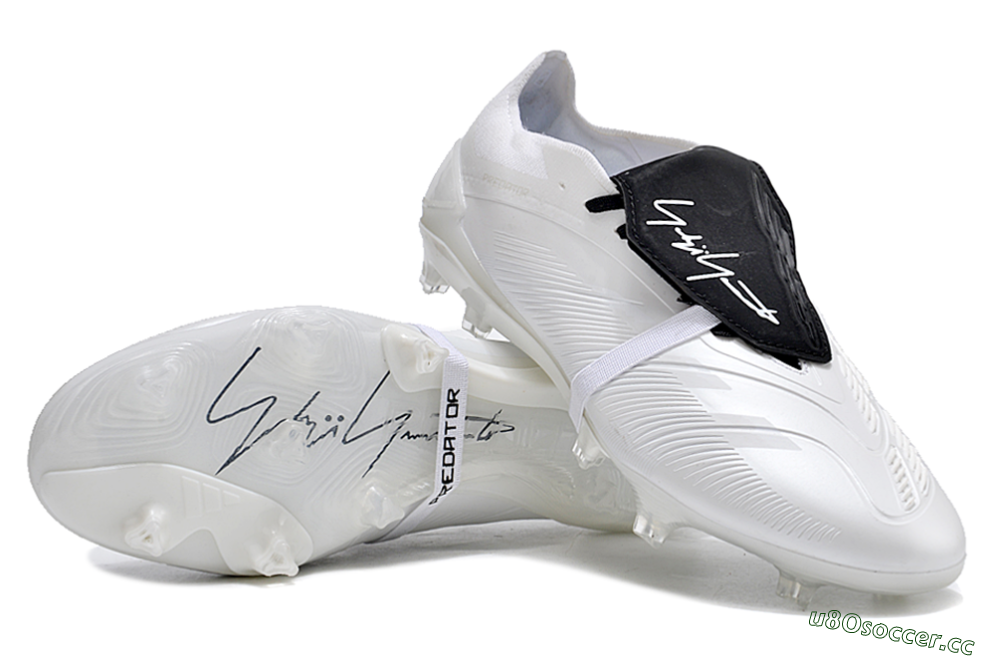 Men's Adidas Predator Elite Foldover Tongue FG Firm Ground Low-Tops Football Boots - White/Black 3