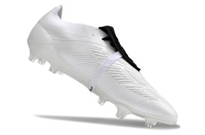 Men's Adidas Predator Elite Foldover Tongue FG Firm Ground Low-Tops Football Boots - White/Black