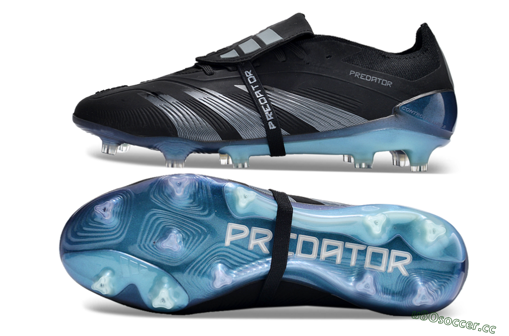 Men's Adidas Predator Elite Foldover Tongue FG Firm Ground Low-Tops Football Boots - Black/Silver/Jade 1