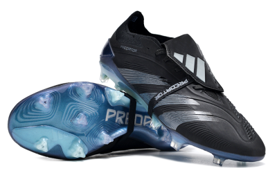 Men's Adidas Predator Elite Foldover Tongue FG Firm Ground Low-Tops Football Boots - Black/Silver/Jade