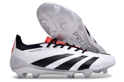 Men's Adidas Predator Accuracy 2024 FG Firm Ground Low-Tops Football Boots - White/Black/Red