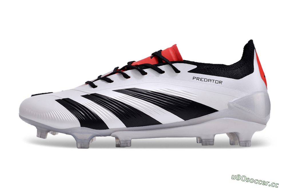 Men's Adidas Predator Accuracy 2024 FG Firm Ground Low-Tops Football Boots - White/Black/Red 0