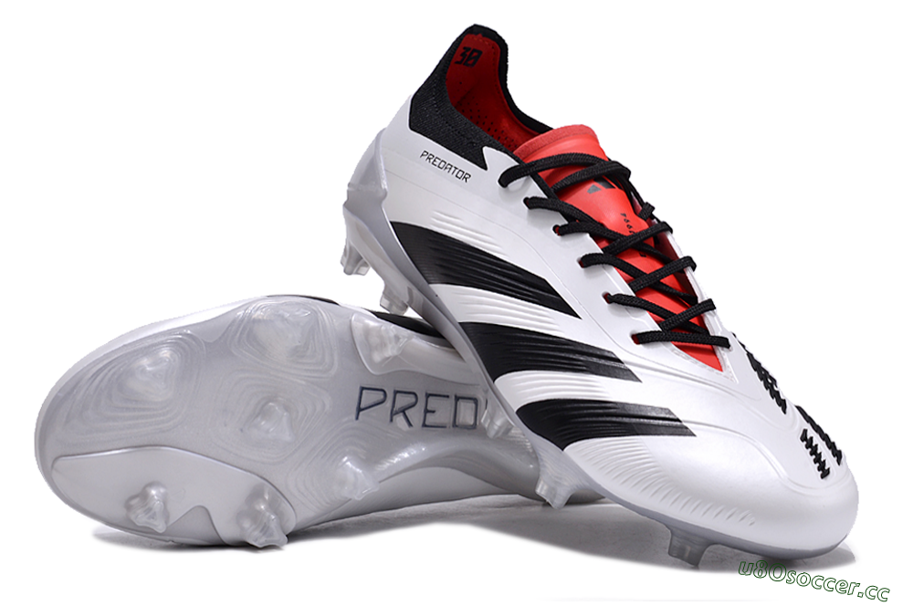 Men's Adidas Predator Accuracy 2024 FG Firm Ground Low-Tops Football Boots - White/Black/Red 3